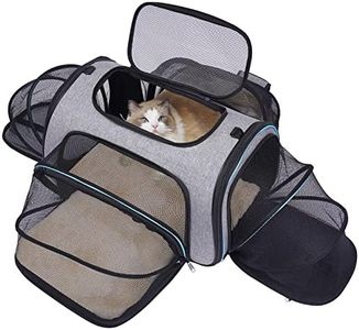 Siivton 4 Way Expandable Pet Carrier, Airline Approved Collapsible Cat Soft-Sided Carriers W/Removable Fleece Pad for Cats, Puppy, Small Dogs (18"x 11"x 11")