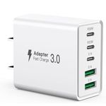 USB C Charger Block,50W 5-Port USB C Wall Charger PD+QC,USB Wall Plug Multiport Type C Power Adapter Brick Fast Charging Block for iPhone 15/14/13/12, iPad, Samsung, Pixel, LG, Android Tablets