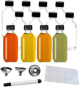 Smith's Mason Jars 2oz (60ml) Glass Shot Bottles with Caps with Pouring Funnel - Ideal for Hot Sauce Bottles, Whiskey, Liquid Storage, Wellness, Miniature & Wedding Decor or Gift (12-Pack)