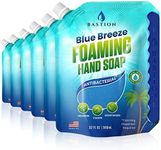 Bastion Foaming Hand Soap Refills (6) X 32oz Pouches Antibacterial Refreshing Clean Blue Breeze Scent Bulk Hand Wash -Made In The USA