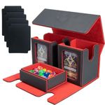 CHEPULA MTG Commander Deck Box, TCG Magnetic 3 in 1 Commander Card Deck Storage Box with Dice Tray, Game Card Storage Deck Box Case, Come with 4 Card Dividers