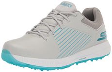 Skechers Go Elite 5 Arch Fit Waterproof Golf Shoe Sneaker, Gray/Turquoise, 7.5