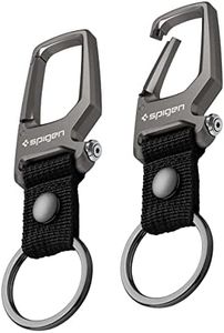 SPIGEN Carabiner with Key Ring Clip Car Keychain Clip Bottle Opener Keychain [2-Pack] - Gunmetal