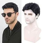 Creamily Mens Wig Short Black Wigs for Men Natural Layered Fluffy Synthetic Full Hair Wig Halloween Costume Wig for Men