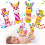 PADONISE Baby Wrist Rattles Socks Baby Toys Set Soft Sensory Toys for Babies Cartoon Animal Rattles Sock Early Development Toy Baby Shower Birth Gift for Newborn Infant Baby Boy Girl 0 to 3 Years Old