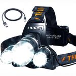 TDC Headlamp Rechargeable - Head Lamp Led Rechargeable High Lumen - Led Headlamp Flashlight USB C - Waterproof Headlamps for Adults Rechargeable - Head Lights for Forehead - Head Flashlight