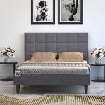 DRIFTINGWOOD Solid Engineered Wood Low Height King Size Bed Without Storage | Wooden Double Bed | Low Floor/Lying/Rise/Level/Profile Cot Bedroom Furniture | Grey, Mattress-Size: 78x72 Inch