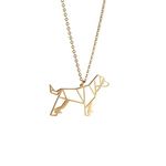 La Menagerie Dog Gold Origami Jewellery & Gold Geometric Necklace – 18 Karat Plated Gold Necklace & Dog Necklaces for Women – Dog Necklace for Girls & Origami Necklace