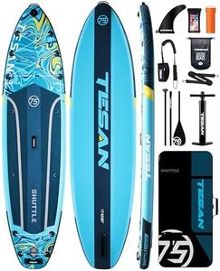 TESAN Inflatable Stand Up Paddle Board,Yoga Board,Fishing Paddle Board with Extra Wide Size:11'6''*35'',Ultra Stable SUP with Accessories (Shuttle Blue)