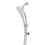 Pfister Polished Chrome Square Rain Shower Head with Multi-Functtion Handheld Showerhead, Adjustable Slide Bar and 3-Way Diverter, Rainfall Shower Head, Modern Bathroom Décor, 1-hole