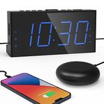 ROCAM Digital Alarm Clock with Bed Shaker for Bedroom, Dual Alarm, 7'' Large Dimmable LED Screen, Easy Digital Clock for Kids, Senior and Heavy Sleepers, Vibrating Alarm for Bedroom, Office,12/24H