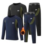 MEETYOO 4 PCS Boys Thermal Underwear Set,Lined Compression Base Layer for Boy, Fleece Lining Winter Long Johns for Kids