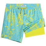 MaaMgic Mens Swim Trunks with Compression Liner 2 in 1 Swimming Shorts Stretch 7" Swimwear Quick Dry Bathing Suits,Sharks Camo,Medium