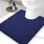 Smiry Chenille U-Shaped Toilet Bathroom Rugs, Soft Absorbent Non-Slip Contoured Rugs, Machine Washable Contour Bath Mats for Bathroom Toilet (24"x20", Navy Blue)