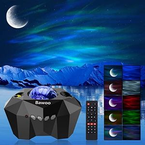 Aurora Star Light Projector with Moon, Galaxy Lights Projector with Remote Control, Night Sky Light Projector Built-in Bluetooth and Multi-Color Projection Lamp for Bedroom Ceiling Party Home Theater