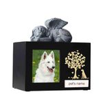 woodurn Pet Ashes Box Urns for Dog Memorial, XLarge Wooden Funeral Cremation Urns with Photo Frame, Memorial Keepsake Memory Box with Black Flannel as Lining, Loss Pet Memorial Remembrance Gift