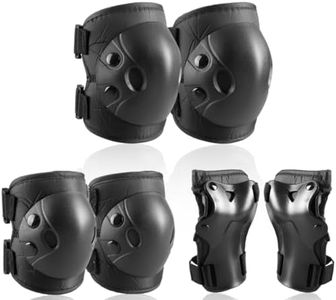 Cockchafer Kids and Youth Knee Elbow Wrist Guards Protective Gear Set for Skateboarding, Roller Skating, Inline Skating, Scooter Riding, BMX Biking (Black, Small)