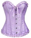 SZIVYSHI Corset Tops for Women, Bustier Shapewear Lingerie, Lace Waist Push Up Bodysuit, Lavender Frost Purple, Medium