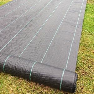 Yuzet 1m x 100m Black 100gsm Heavy Duty Weed Control Fabric, Ground cover Membrane, UV stabilised Weed Barrier Fabric. Under Patios, Garden, Flower beds, Landscaping - weed suppressant membrane