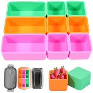 Abizarch 9Pcs Silicone Food Box Dividers, Food Grade Silicone Food Box Baking Cups, Temperature Resistant Food Box Insert Food Divider Reusable Food Box Divider Accessories