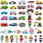 40 PCS Vehicle Magnets, Vehicles and Professions Fridge Magnets for Kids-Common Vehicles, Airplane, Boat & Occupations-Magnetic Transport Refrigerator Decors Educational Learning Toys for Toddlers