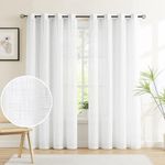 White Sheer Curtains for Living Room 84 inches Long Linen Textured Light Filtering Basic White Semi Sheer Window Curtain Set for Bedroom Office Wrinkle Free 54”w 2 Panels Grommet Top