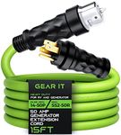 GEARit 50-Amp Generator Extension Cord (15 Ft) Inline NEMA 14-50P to SS2-50R Twist Lock Connector STW 6/3+8/1 AWG 125/250V for 50A Power Inlet Box, RV Camper, Generator to House - 15 feet