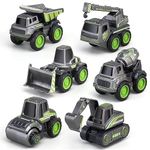 Oxour® Engineering Construction Trucks, Construction Vehicles Site for KidsToys Playset, Excavator, Bulldozer, Roller, Dump Truck, Mixer Truck, Gift for Age 3 Years and Up Boys Girls Children (Green)