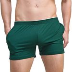 Rexcyril Men's Running Workout Active Shorts Cotton Gym Training Lounge Sleep Bottoms Green 26-29