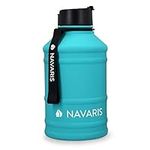 Navaris Stainless Steel Water Bottle - Single-Walled 75oz (2.2L) Big Metal Drinking Bottle for Sports, Camping, Gym - More Than Half Gallon Capacity