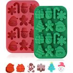 Skytail 14-Cavities Christmas Chocolate Mould, Candy Baking, 3D Snowflake Cane Snowman Xmas Tree Gingerbread Man Santa Claus Gift Box Shape Mold for DIY Handmade Soap Candles Jelly Fondant, Gummy