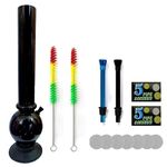 PUFF SMART 16INCH BONG ACRYLIC WATERPIPE COMBO SET (Black)