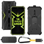 Ulefone Armor X12 Pro Rugged Smartphone Unlocked, 10GB RAM, 64GB ROM, Android 14 Mobile Phones, IP68/69K Waterproof, 3-Card Slot, 13MP +8MP Camera, Octa Core, 5.45 inch Tough Screen, NFC, Green