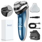 SweetLF Electric Razor for Men, 120 Min Shaving, Fast UK Adapter (1H Charging),100% Waterproof, Wet & Dry Rotary Shavers for Men with Pop-up Trimmer, LED Display