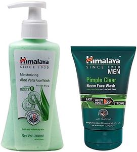 Himalaya Moisturizing Aloe Vera Face Wash, 200ml And Himalaya Men Pimple Clear Neem Face Wash, 100ml