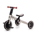 Kinderkraft 4TRIKE, foldable 3-in-1 tricycle, push trike, balance bike, pedal tricycle, lightweight aluminum frame, adjustable seat, EVA wheels, for children 1–5 years, Gray
