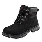 Meryado Womens Snow Boots Fur Warm Ankle Booties Waterproof Comfortable Slip On Outdoor Winter Shoes (Black, Numeric_7_Point_5)