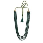 Ratnavali Jewels Five Layer Real Emerald Green Onyx Stone Beads Necklace for Women and Girls (Five Layer RV2223G)