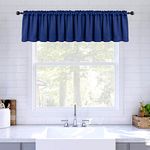 MIULEE Blackout Valance Rod Pocket Thermal Insulated Window Treatment Tiers Solid Short Curtain for Small Window Bedroom 52 x 18 Inches 1 Panel Navy Blue