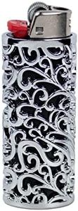 HUMWE Vintage Metal Lighter Case Sleeve Cover Holder with Hollow Pattern Design for BIC Full Size Lighter Type J6 (Silver)