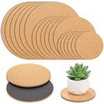 WUWEOT 18 Pack Cork Plant Coasters, 4/6/8 Inch Round Plant Mat Bulk, 0.2" Thick Soft Cork Trivet for Garden, Courtyard, Pot Mat, Indoor Outdoor and DIY Craft Project