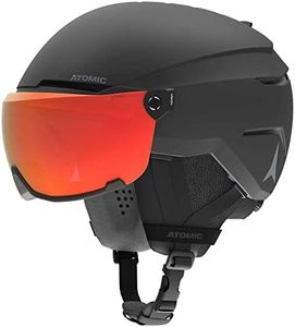 ATOMIC Savor Visor Photo Ski Helmet with Visor - Black - Size M - Maximum Shock Absorption - Active Aircon Ventilation System - High-Quality Mirror Coating for Clear Vision, 55-59