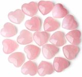 QINJIEJIE Rose Quartz Hearts Stone 20ps Healing Crystal Bulk Mothers Day Gift Heart Crystal and Healing Stone Polished Pocket Palm Thumb Love Gemstones Set Healing Crystals for Reiki Energy Balancing，Meditation，Valentines Love Gift