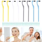 8Pcs Tooth Stain Eraser, End-Tuft Tapered Toothbrush, 4 Colours Whitening Cleaning Oral Eraser, Teeth Polishing Cleaning Kit with 1 Pack Flossing Stick for Removing Plaque & Stain