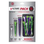 Zero Friction Victory Pack 50 Tee Set - (Include :- White 3-Prong 1-3/4 (20 Tees), Green 5-Prong 2-3/4 (20 Tees), Purple 5-Prong 3-1/4 (10 Tees)