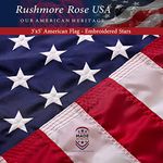 Rushmore Rose USA American Flag - Made in USA. Premium 3x5 US Flags. Embroidered Stars and Stripes - American Flags Made in America