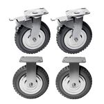 uyoyous 8 Inch Caster Wheels 200mm Anti-Skid Swivel Plate Caster with 360 Degree Ball Bearings Top Plate for Furniture and Industry (2PCS with Brakes 2PCS Without Brake)