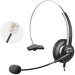 telehybrid Phone Headset Compatible with Yealink Office Desk Phones T2x T3x T4x T5x MP VP Series with RJ9 Connector, Telephone Headsets with Noise-Canceling Mic for Call Center/Home/Business