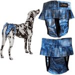 FINNERO Ballerina Dog Diaper – Washable, Reusable, Leak-Proof – Heat, Period & Urine Incontinence Protection – Comfortable, and Stylish Design – Adjustable Fit for Female Dogs – Large, Denim