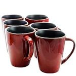 Elama Harland 6 Piece Luxe and Large Dinner Mug, 14 oz, Red